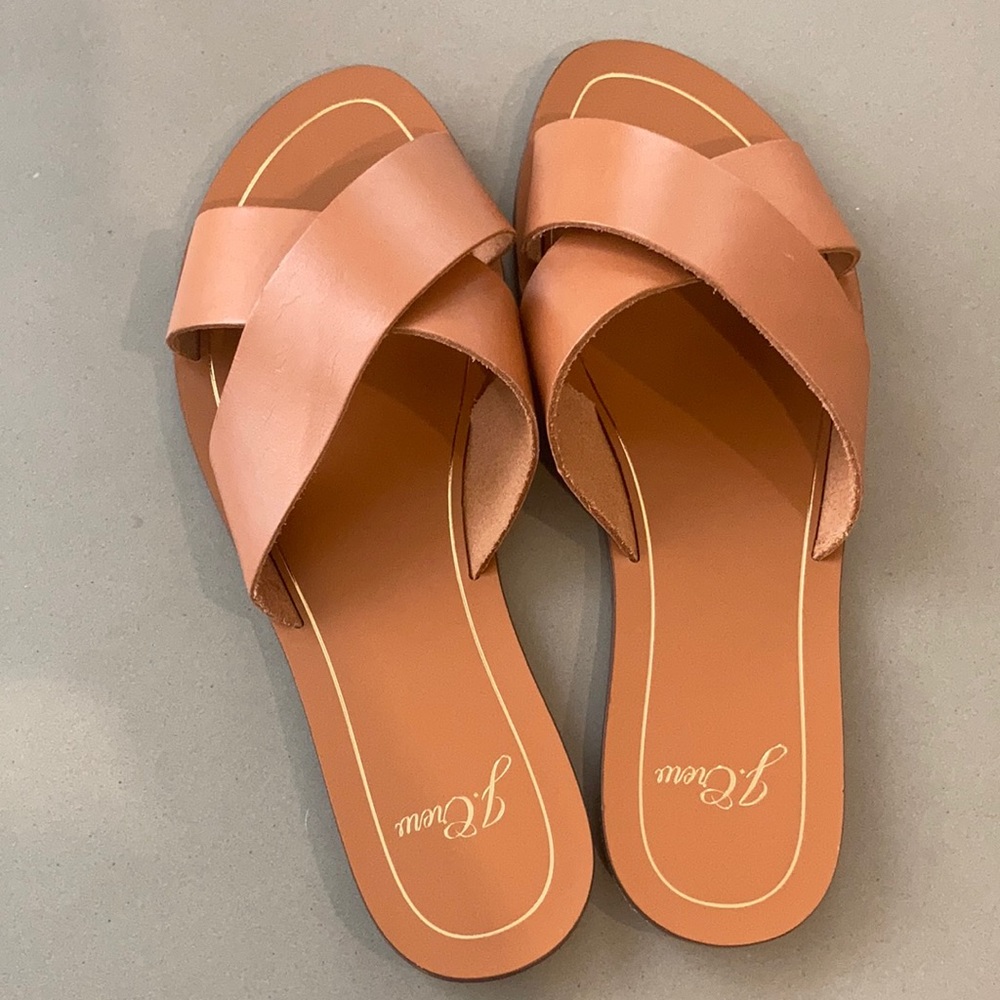Crossover leather flat sandal by JCrew size 8